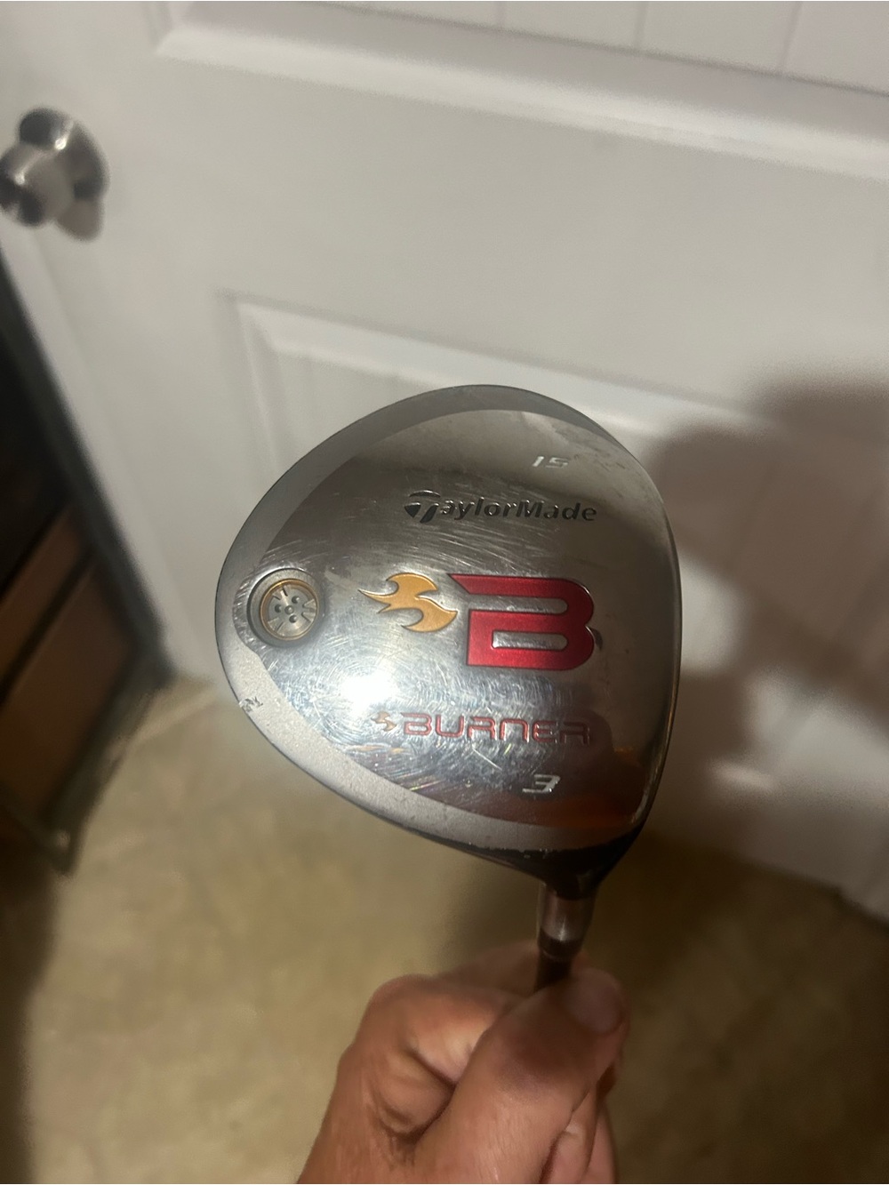 Men's TaylorMade 3 fairway wood Silver with Red and Gold Accents